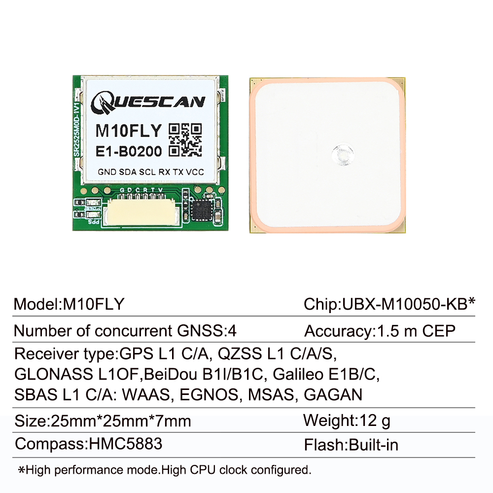 Quescan 25mm*25mm M10FLY 10Hz  - Gps Module Drone recensione e prezzo