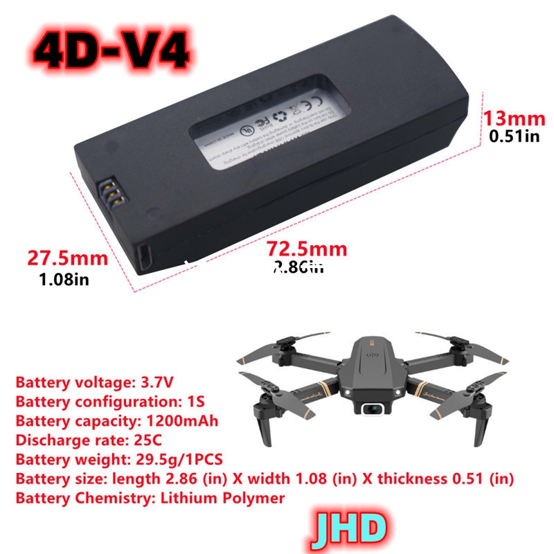 JHD Bateria 4DRC V4 Battery 3. - Drone Rc V4 recensione e prezzo